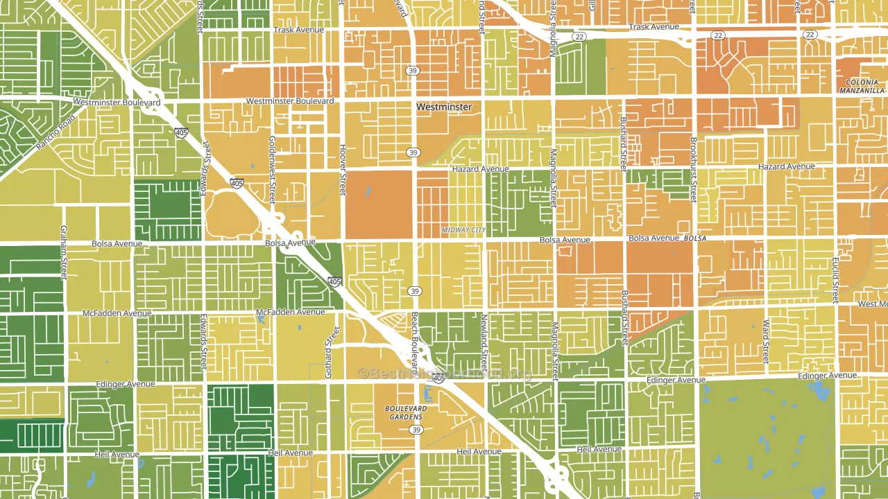 Midway City, CA block-group voter-turnout map