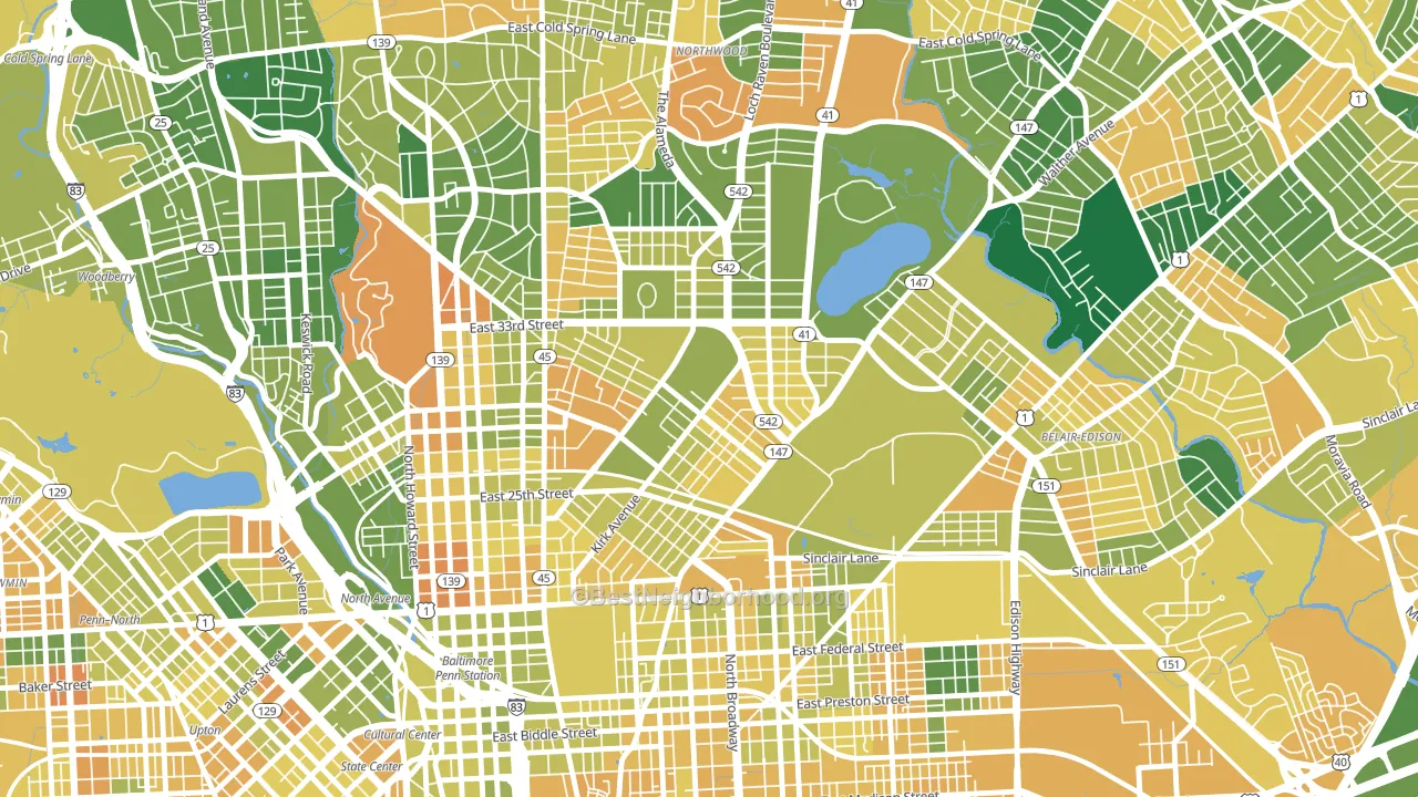 Midway-Coldstream, Baltimore, MD block-group voter-turnout map