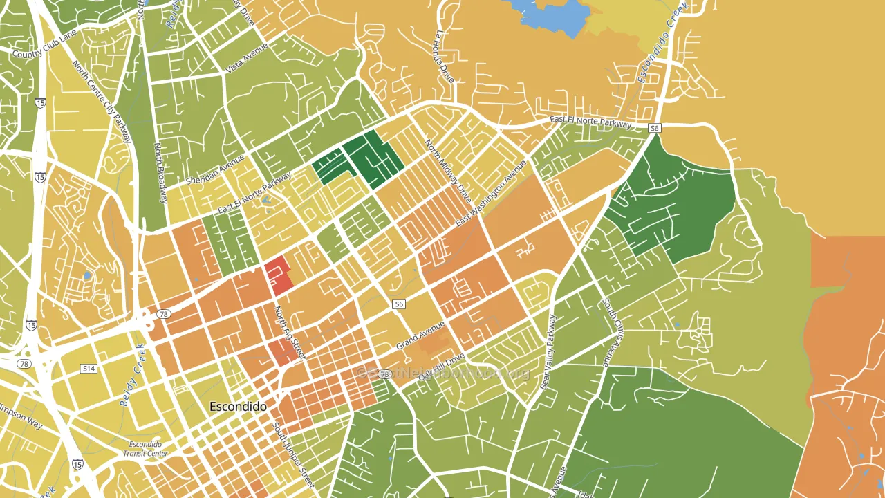 Midway, Escondido, CA block-group voter-turnout map