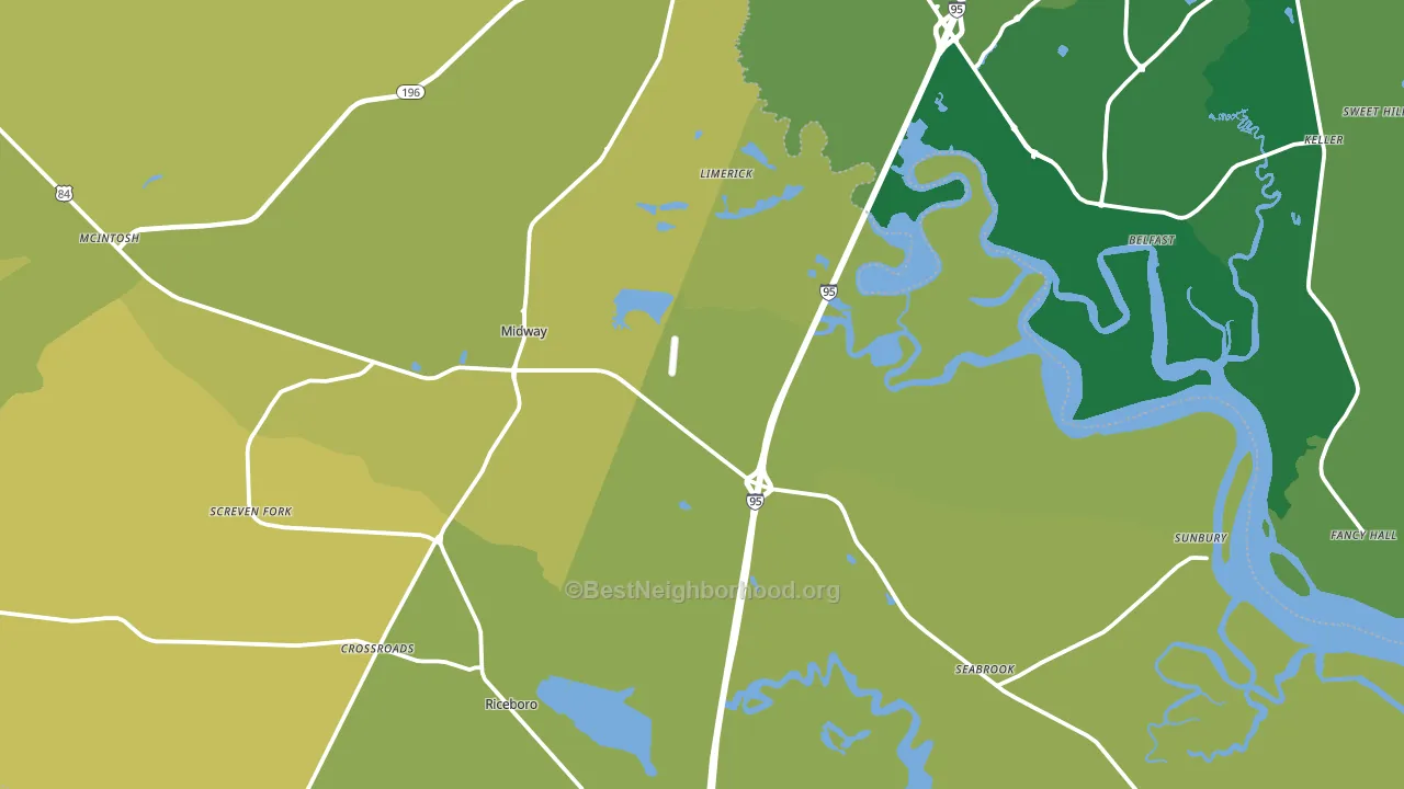Midway, GA block-group voter-turnout map