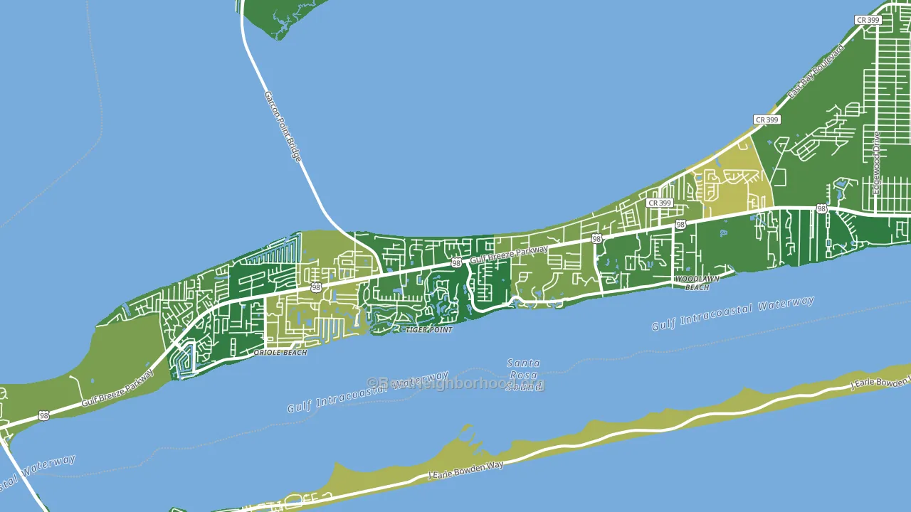 Midway, Gulf Breeze, FL block-group voter-turnout map