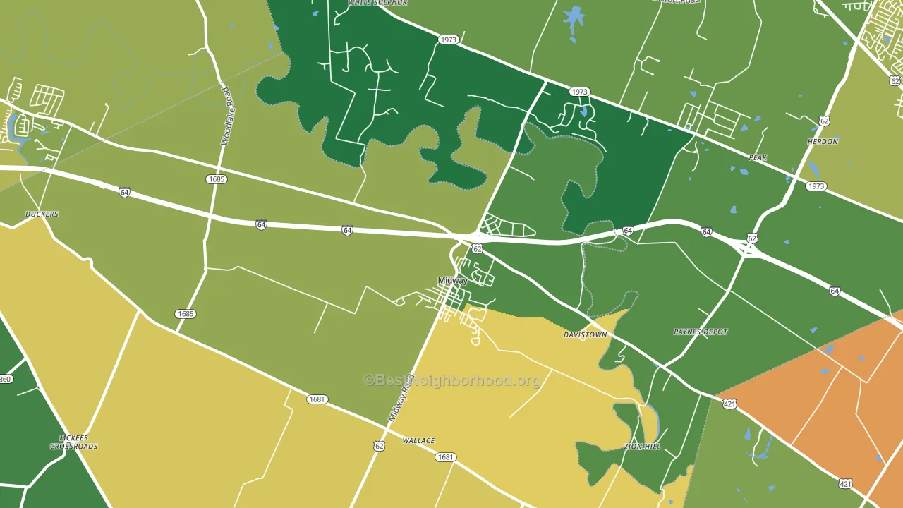 Midway, KY block-group voter-turnout map