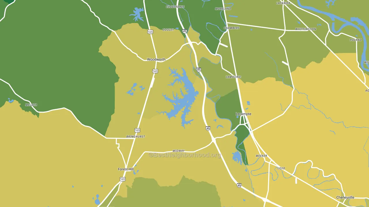 Midway, LA block-group voter-turnout map