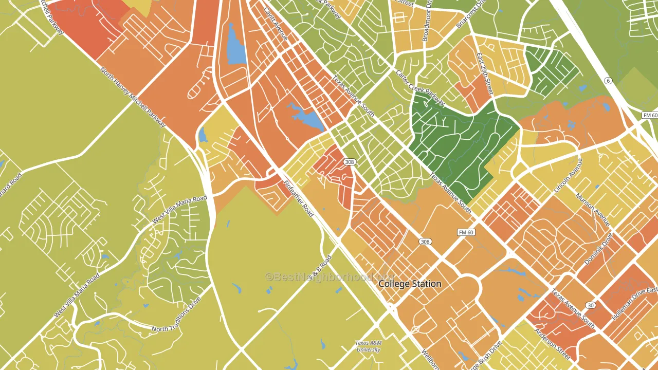 Midway Place, Bryan, TX block-group voter-turnout map