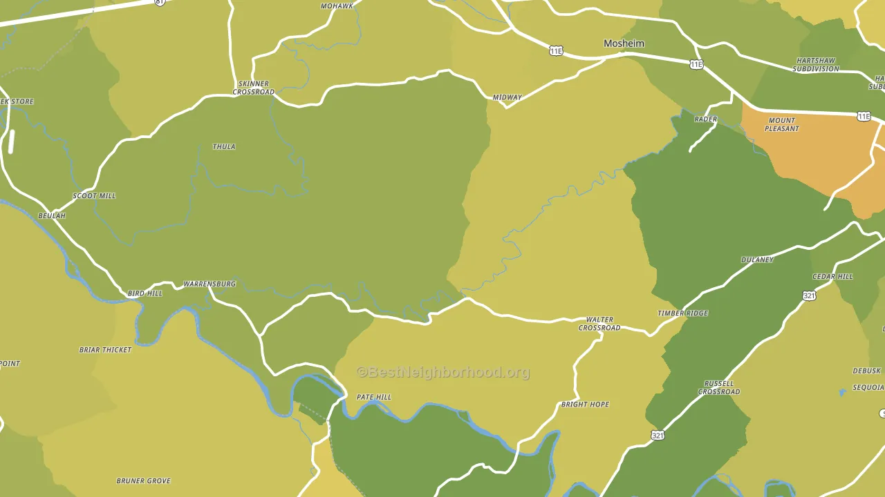Midway, TN block-group voter-turnout map