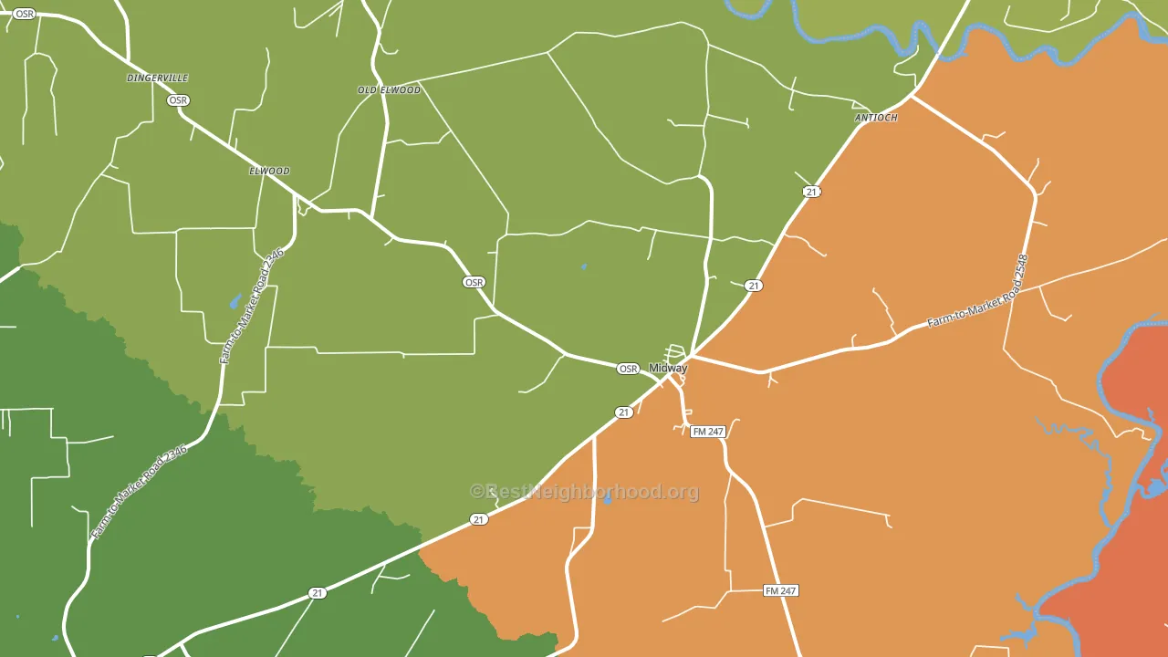 Midway, TX block-group voter-turnout map