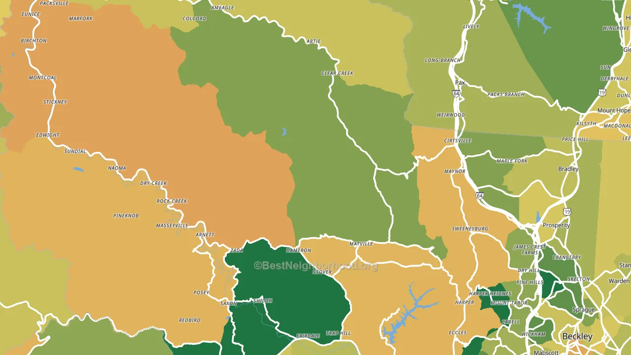 Midway, WV block-group voter-turnout map