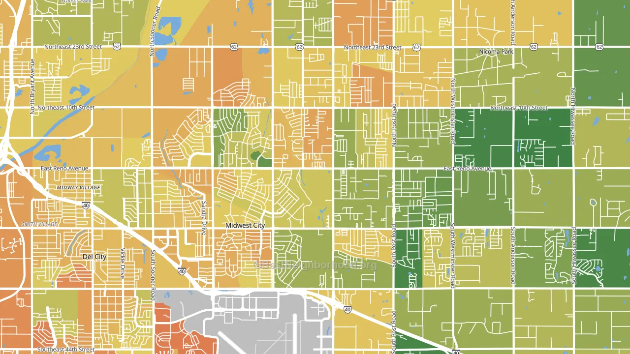 Midwest City, OK block-group voter-turnout map