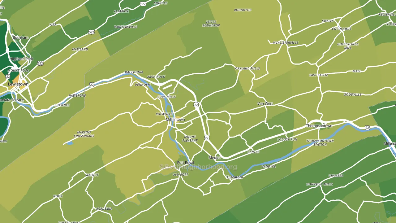 Mifflintown, PA block-group voter-turnout map