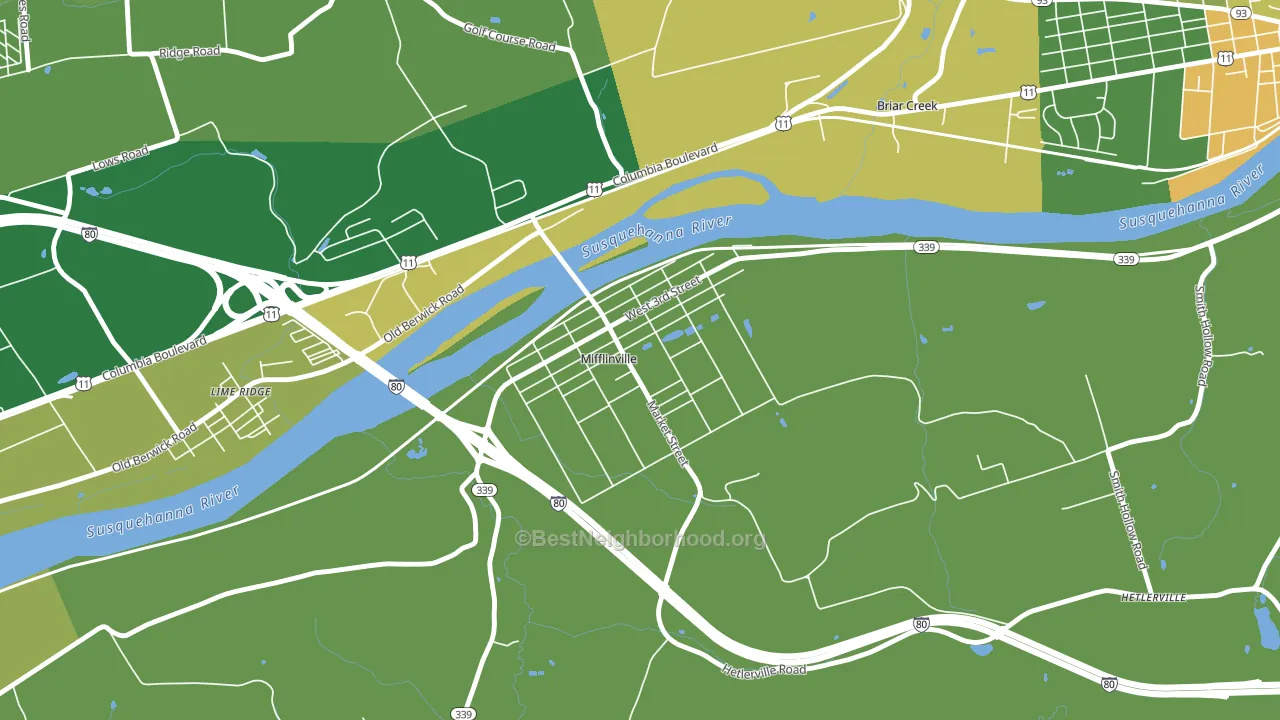 Mifflinville, PA block-group voter-turnout map
