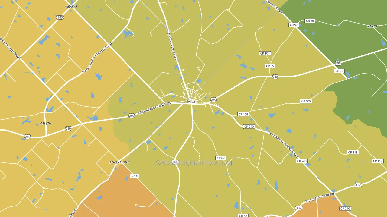 Milan, GA block-group voter-turnout map