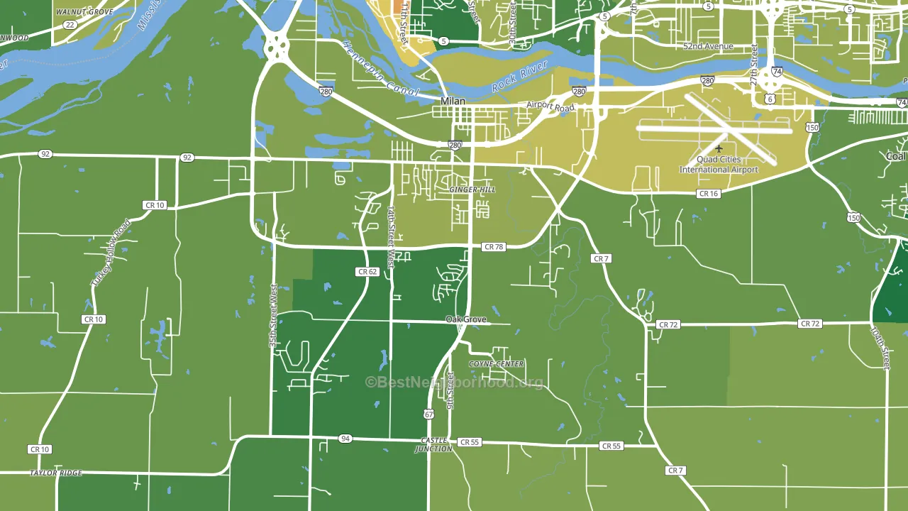Milan, IL block-group voter-turnout map