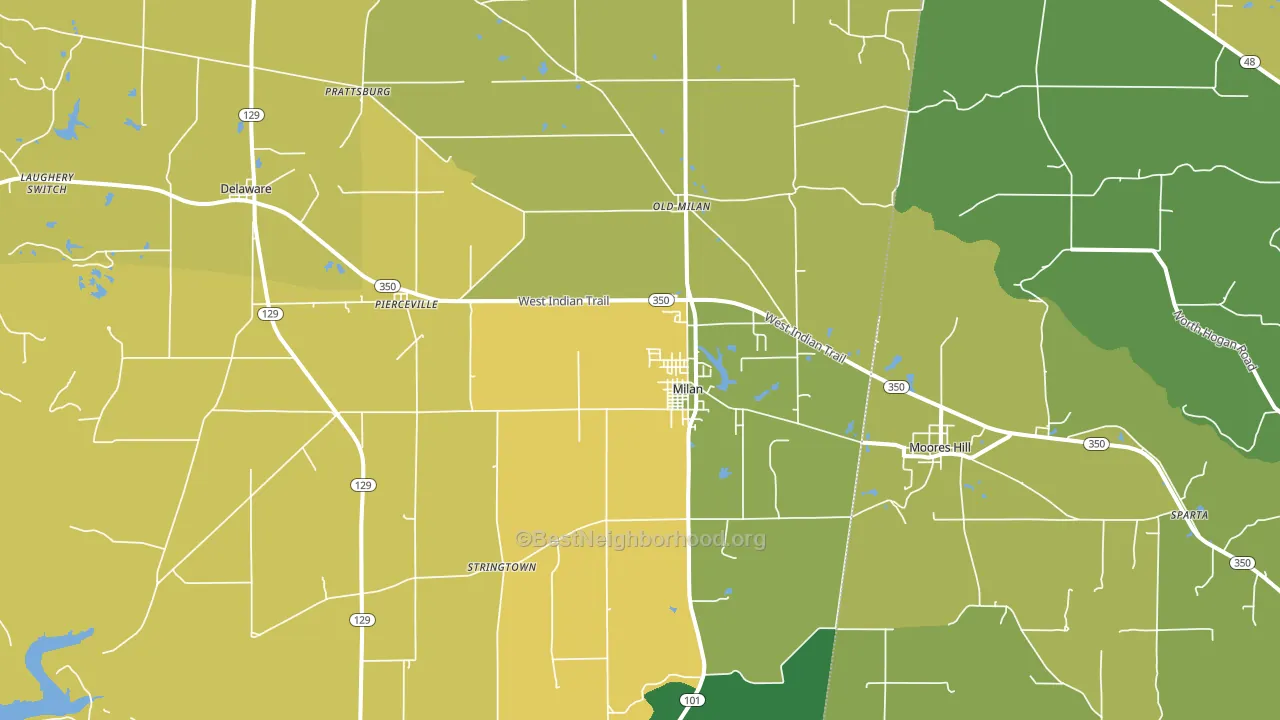 Milan, IN block-group voter-turnout map