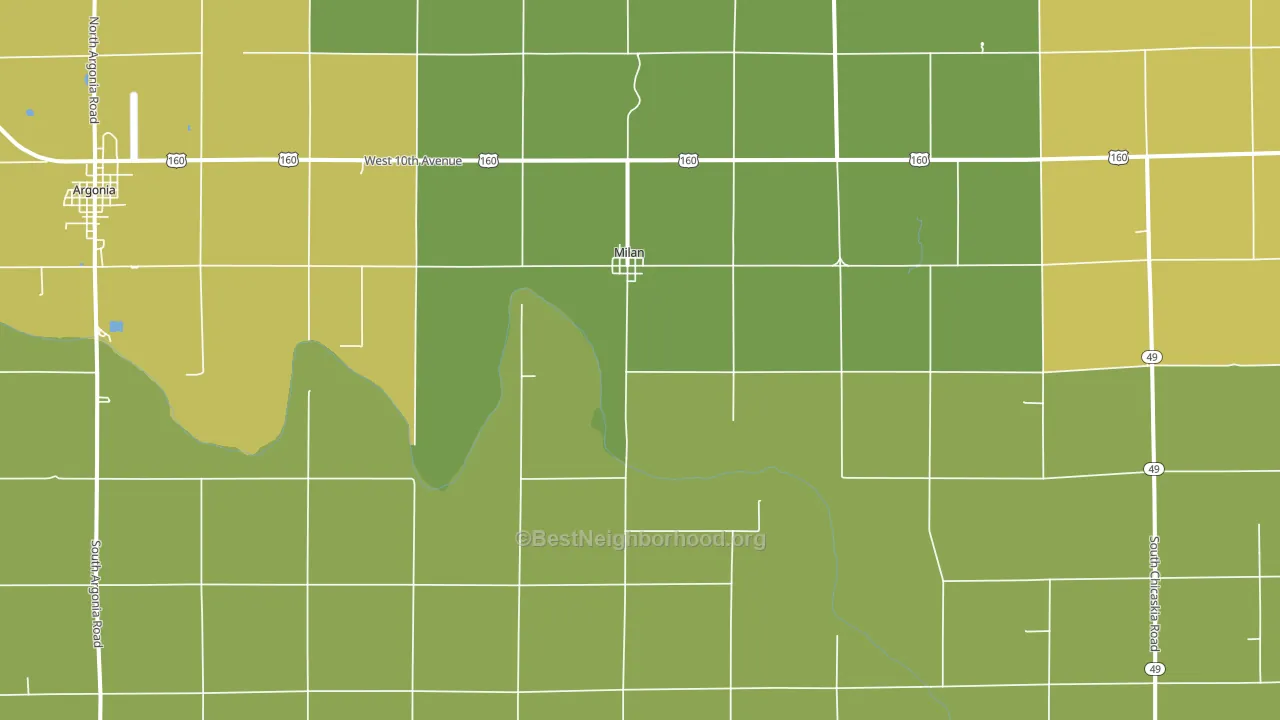 Milan, KS block-group voter-turnout map