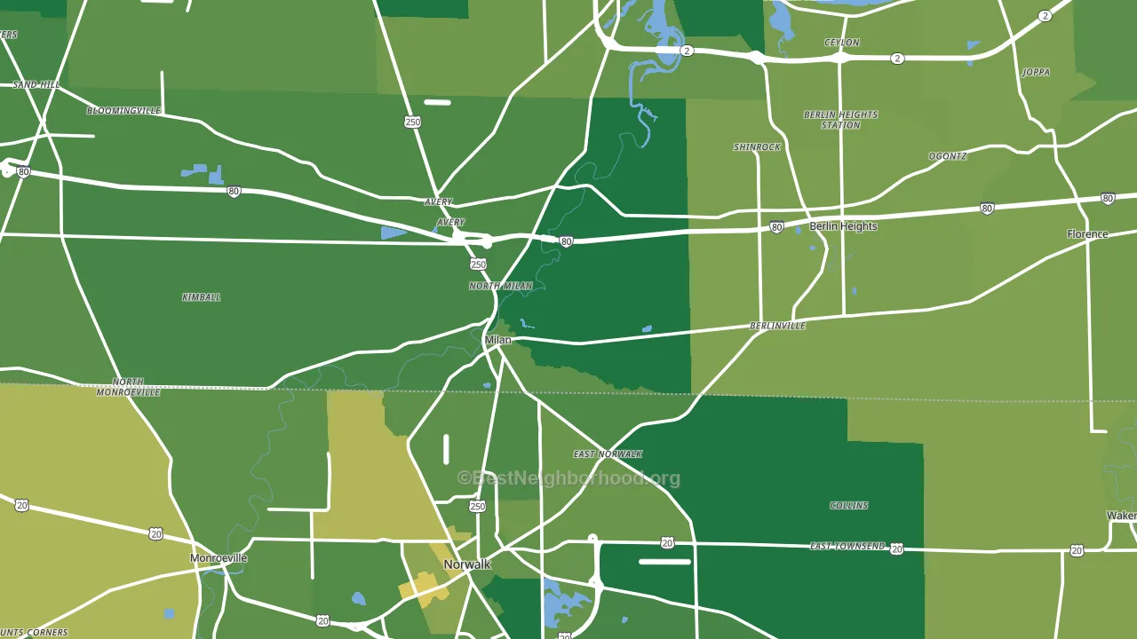Milan, OH block-group voter-turnout map