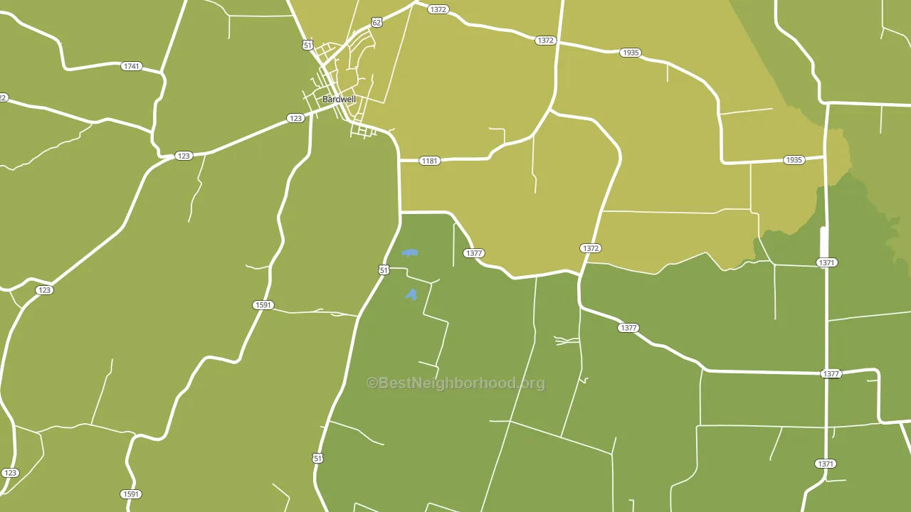 Milburn, KY block-group voter-turnout map