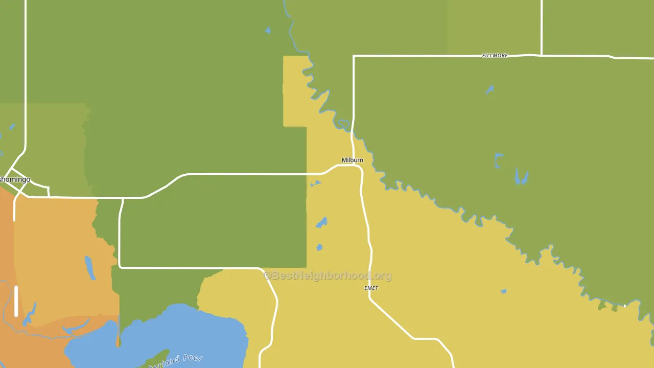 Milburn, OK block-group voter-turnout map