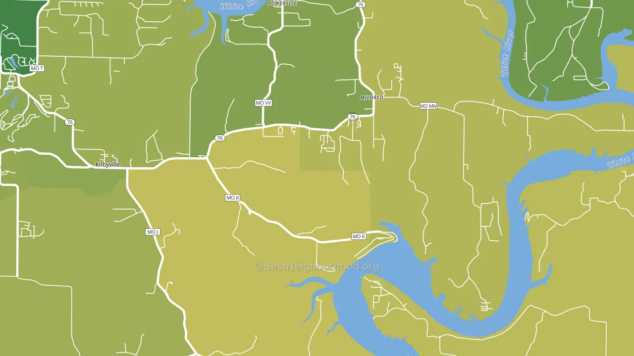 Mildred, MO block-group voter-turnout map