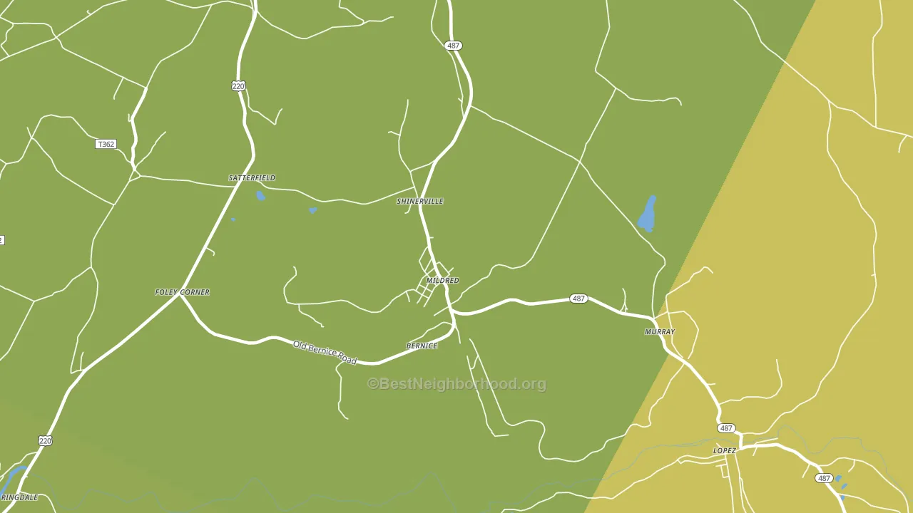 Mildred, PA block-group voter-turnout map