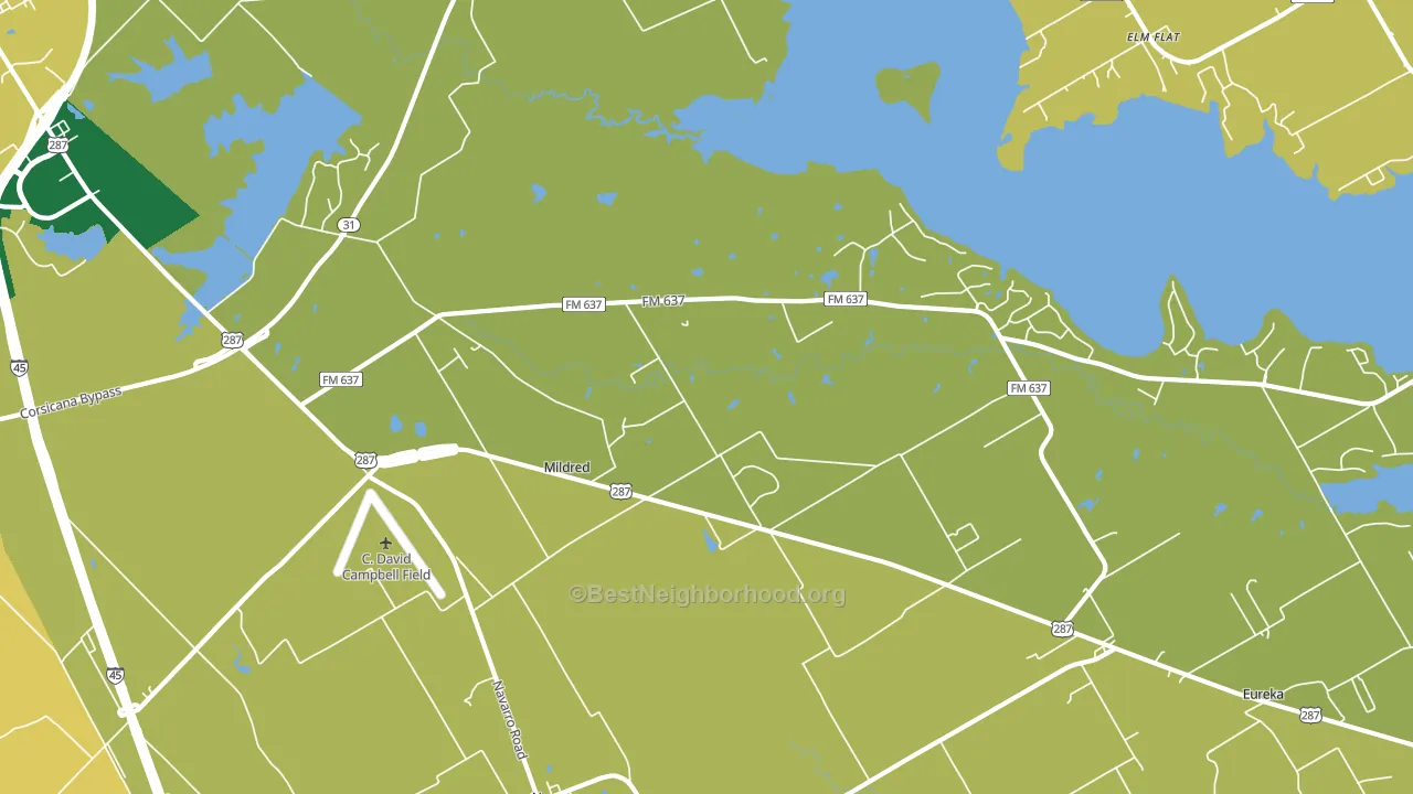 Mildred, TX block-group voter-turnout map