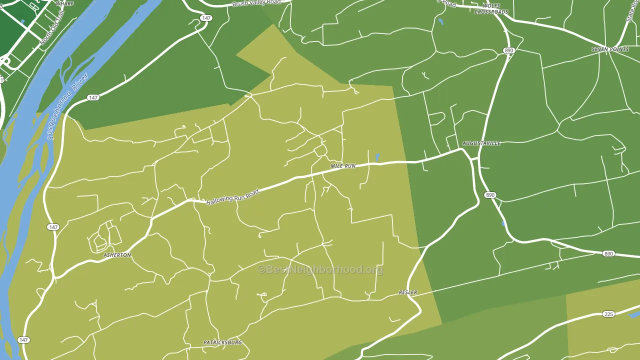 Mile Run, PA block-group voter-turnout map