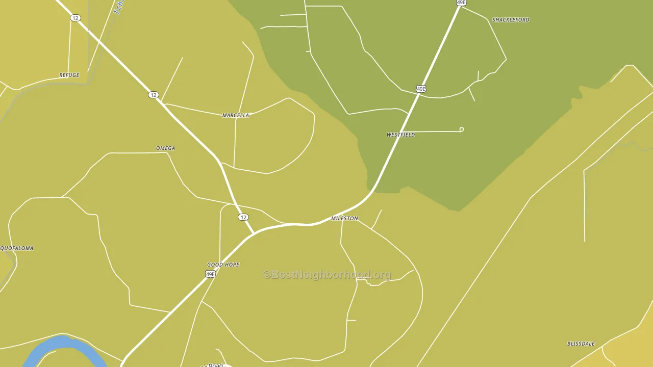 Mileston, MS block-group voter-turnout map