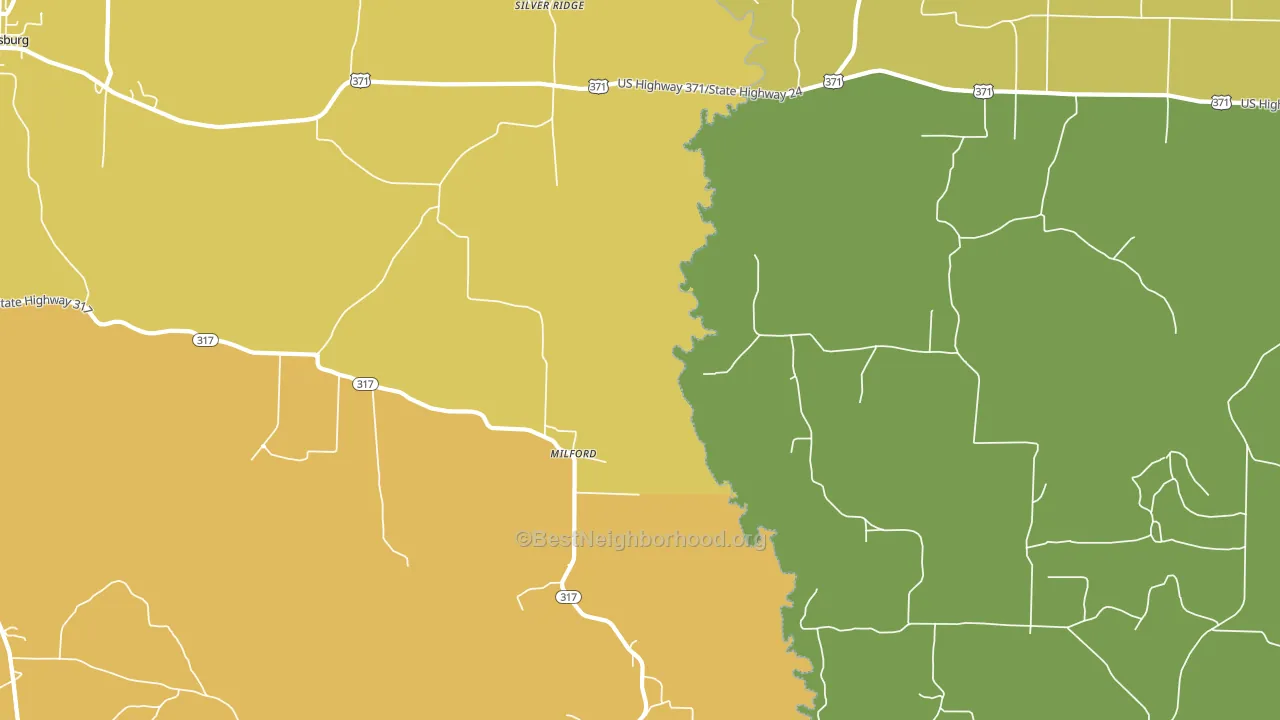 Milford, AR block-group voter-turnout map