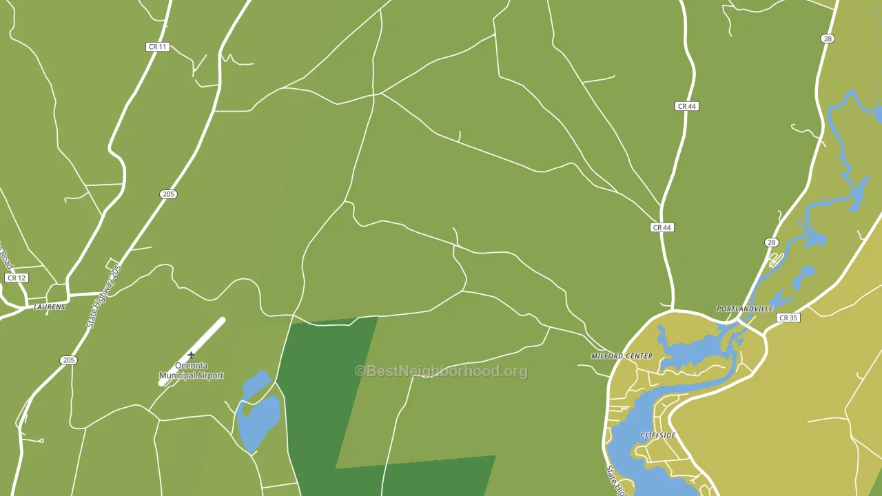 Milford Center, NY block-group voter-turnout map