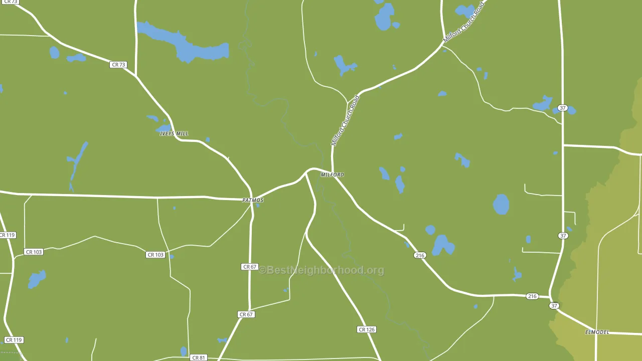 Milford, GA block-group voter-turnout map