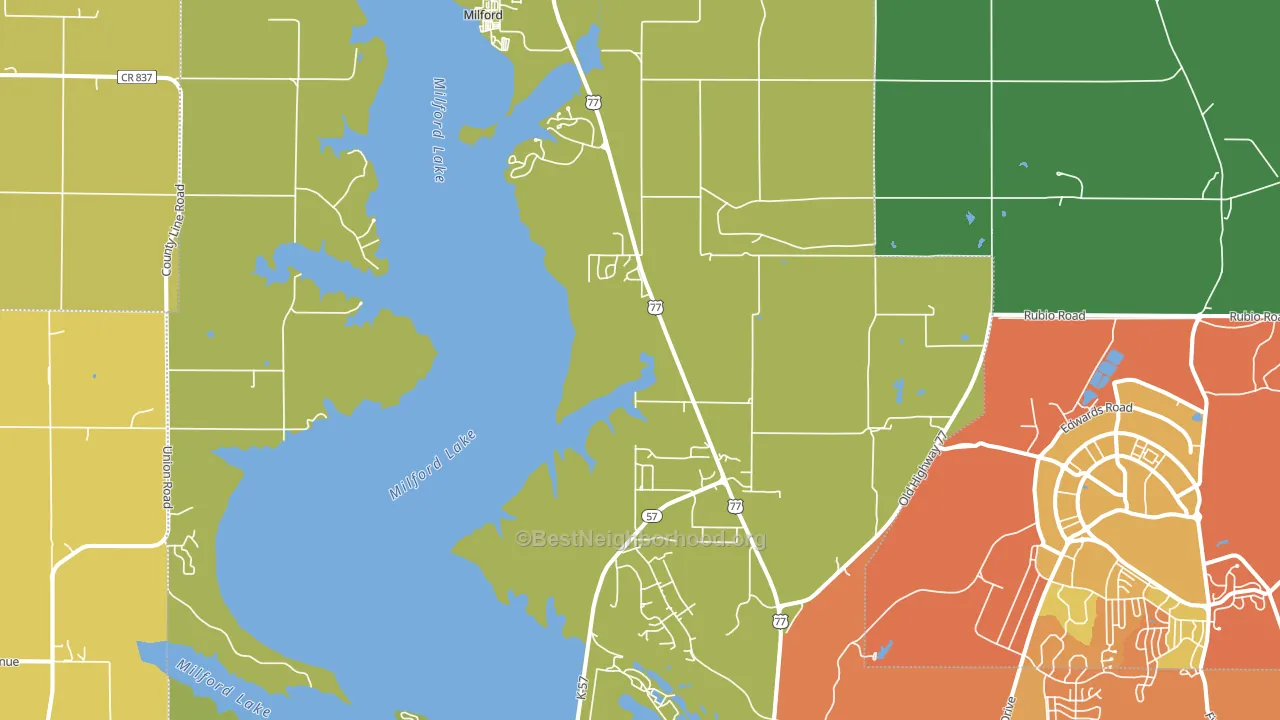 Milford, KS block-group voter-turnout map