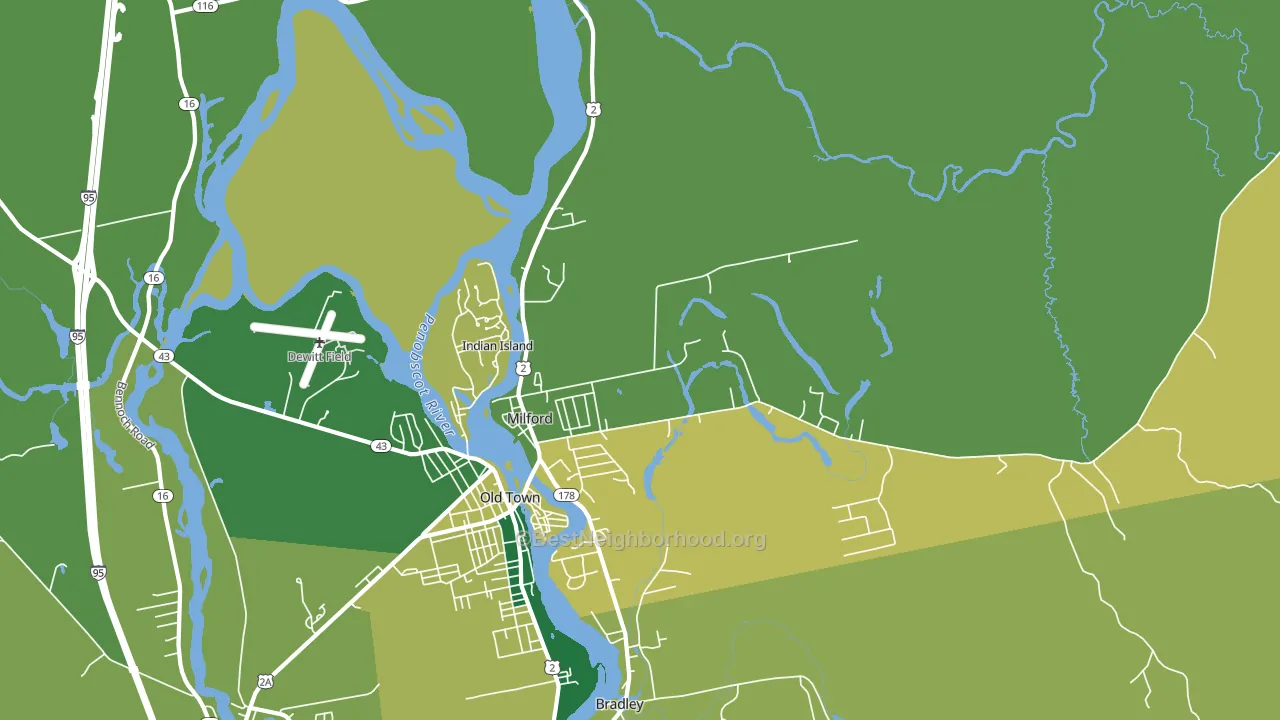 Milford, ME block-group voter-turnout map