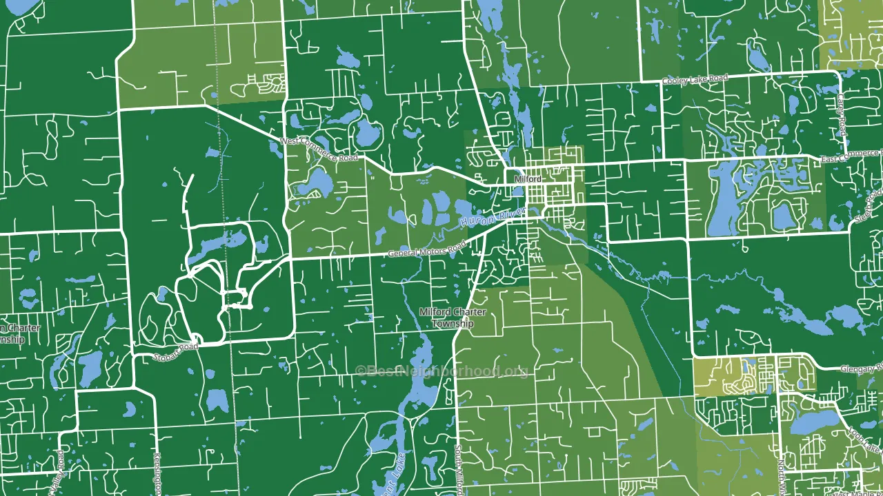Milford, MI block-group voter-turnout map