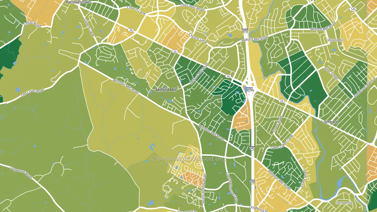 Milford Mill, MD block-group voter-turnout map