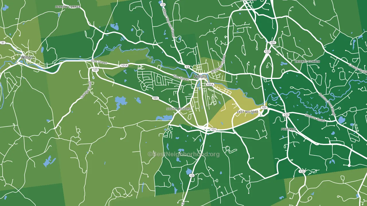 Milford, NH block-group voter-turnout map
