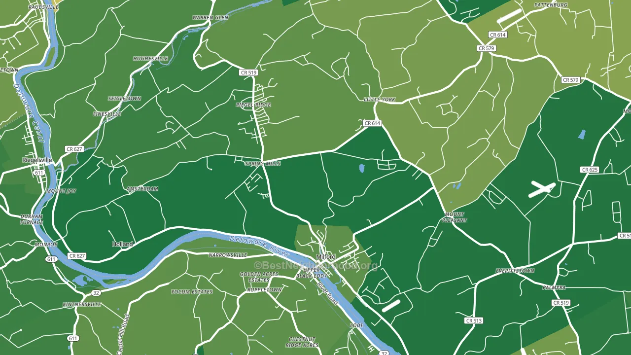 Milford, NJ block-group voter-turnout map