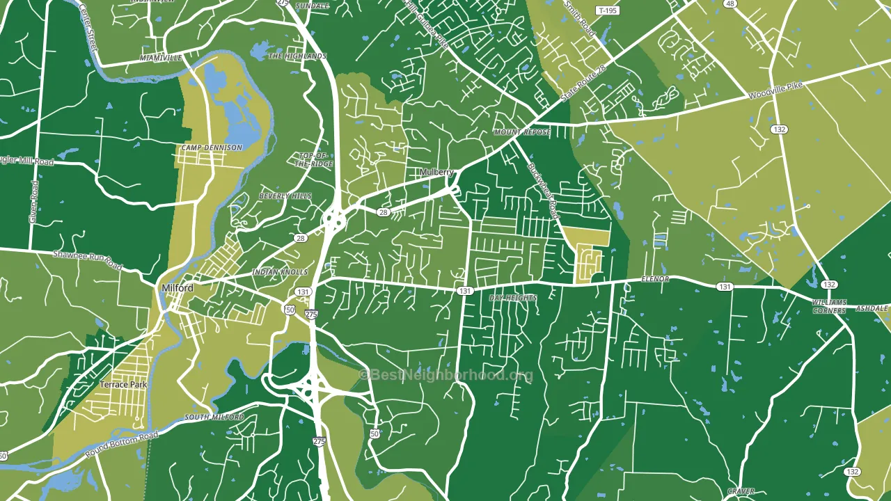 Milford, OH block-group voter-turnout map