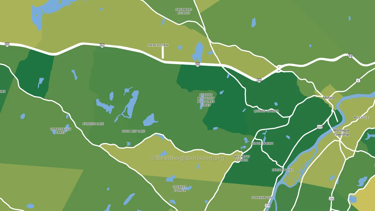 Milford, PA block-group voter-turnout map