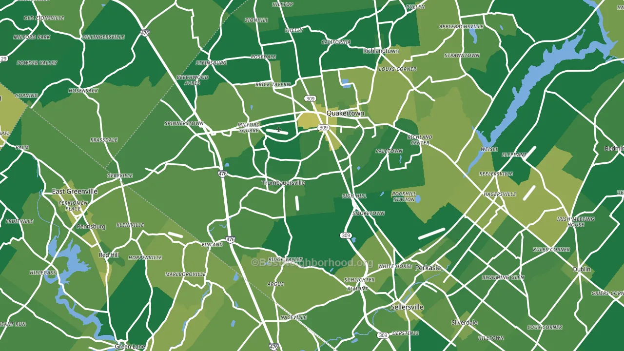 Milford Square, PA block-group voter-turnout map