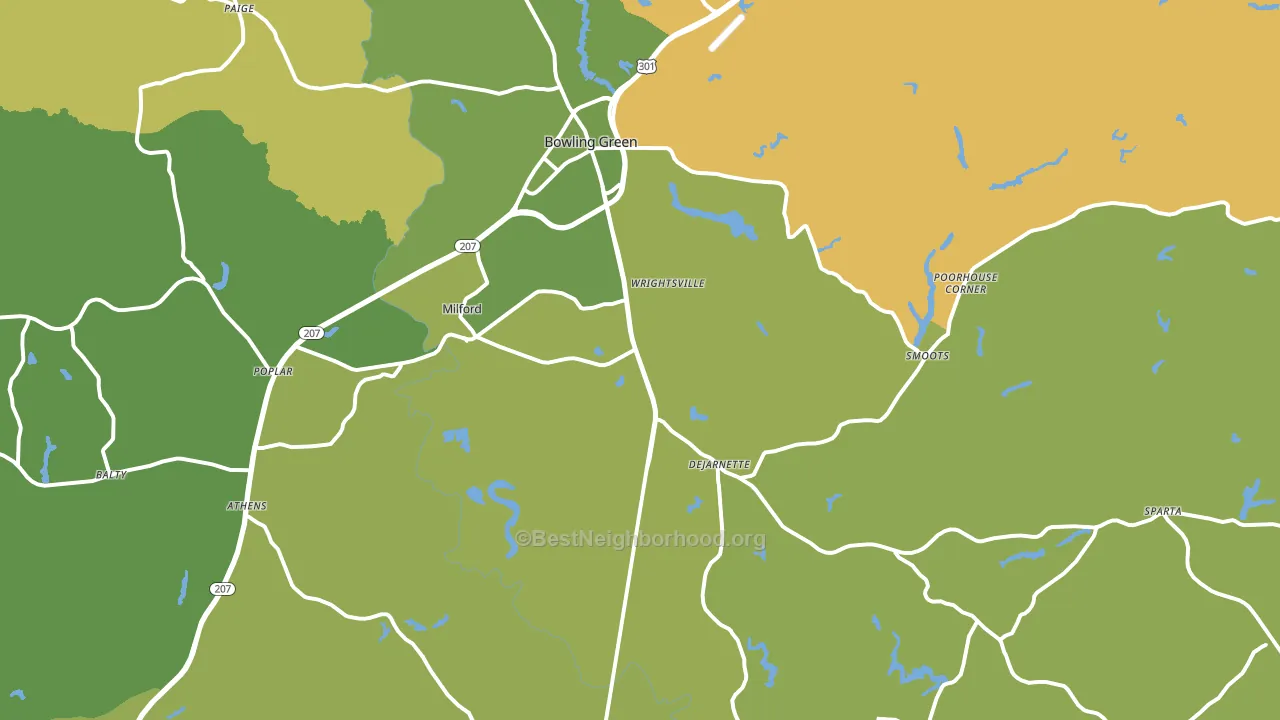 Milford, VA block-group voter-turnout map