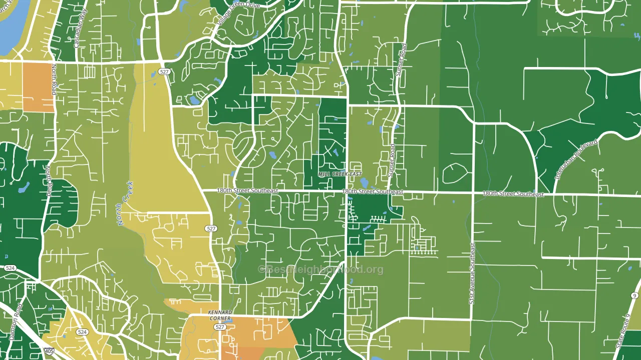 Mill Creek East, WA block-group voter-turnout map