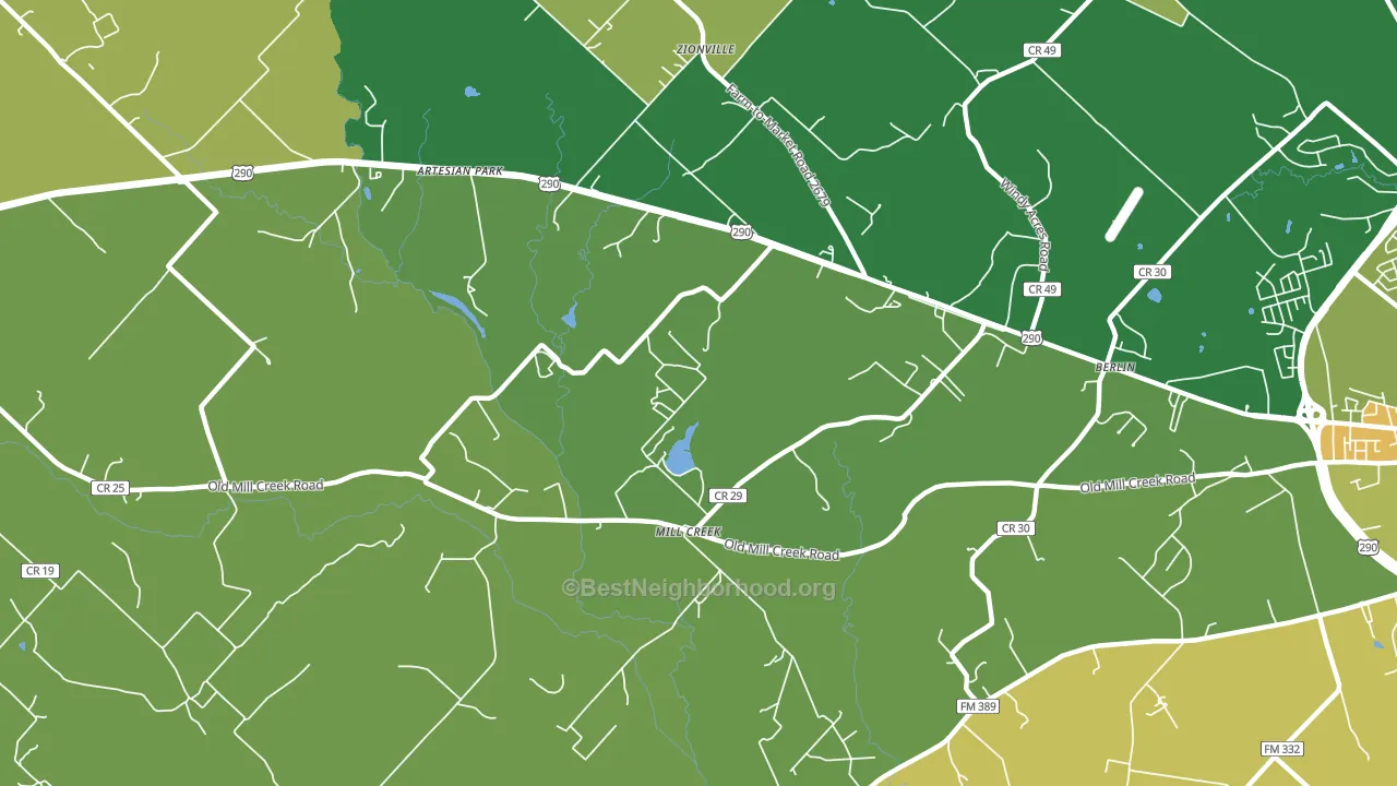 Mill Creek, TX block-group voter-turnout map
