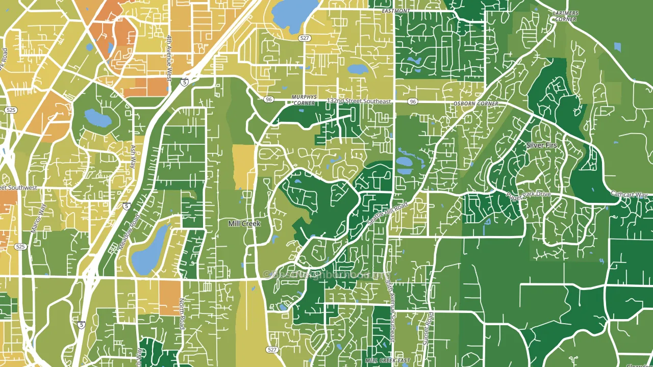 Mill Creek, WA block-group voter-turnout map
