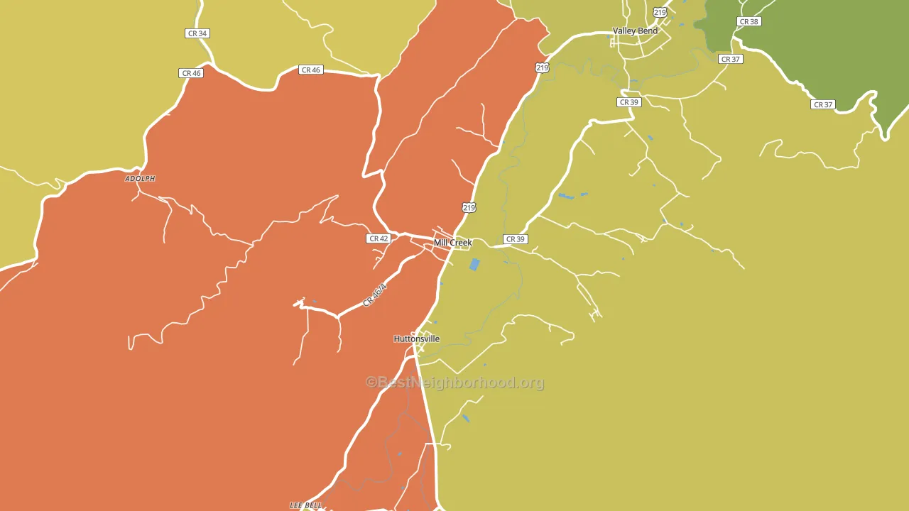 Mill Creek, WV block-group voter-turnout map