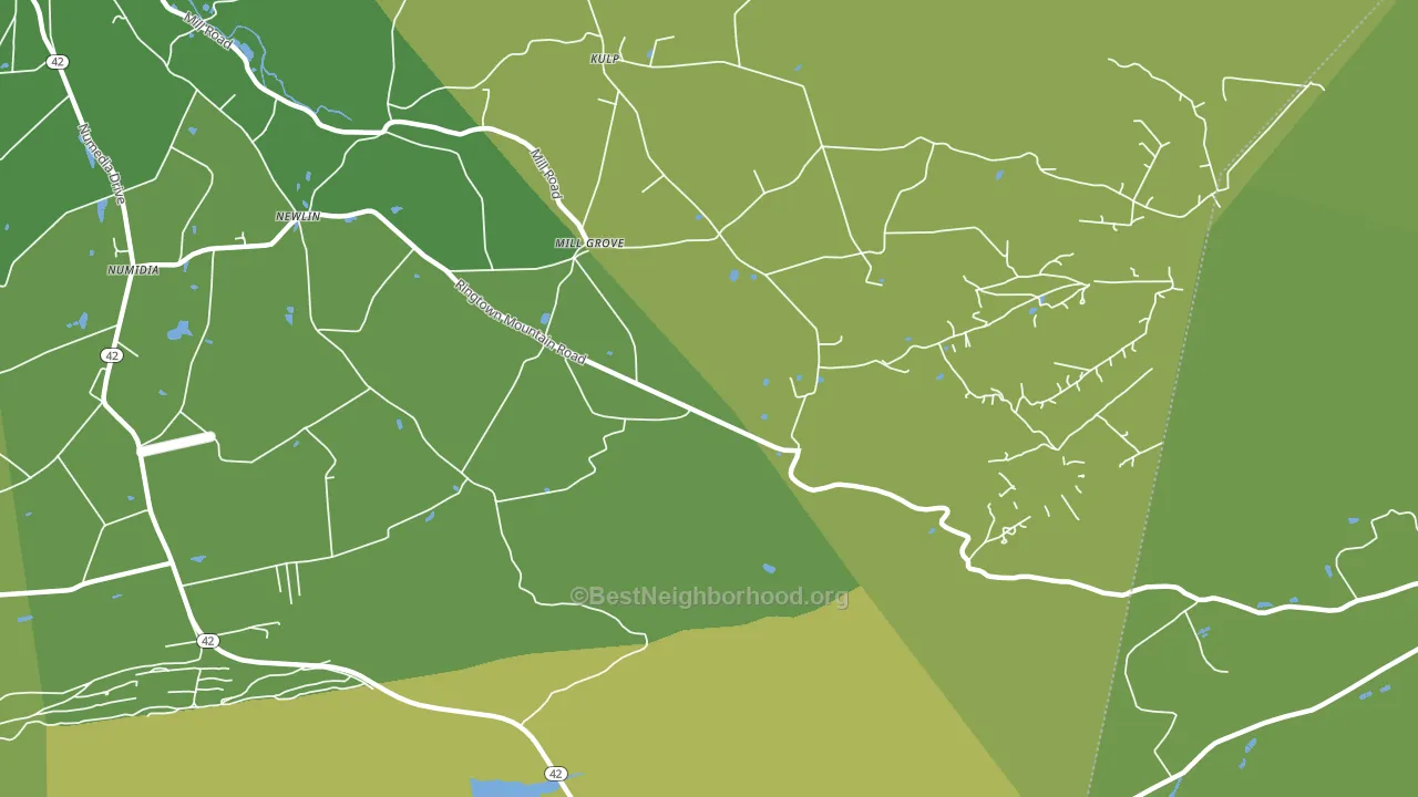 Mill Grove, PA block-group voter-turnout map