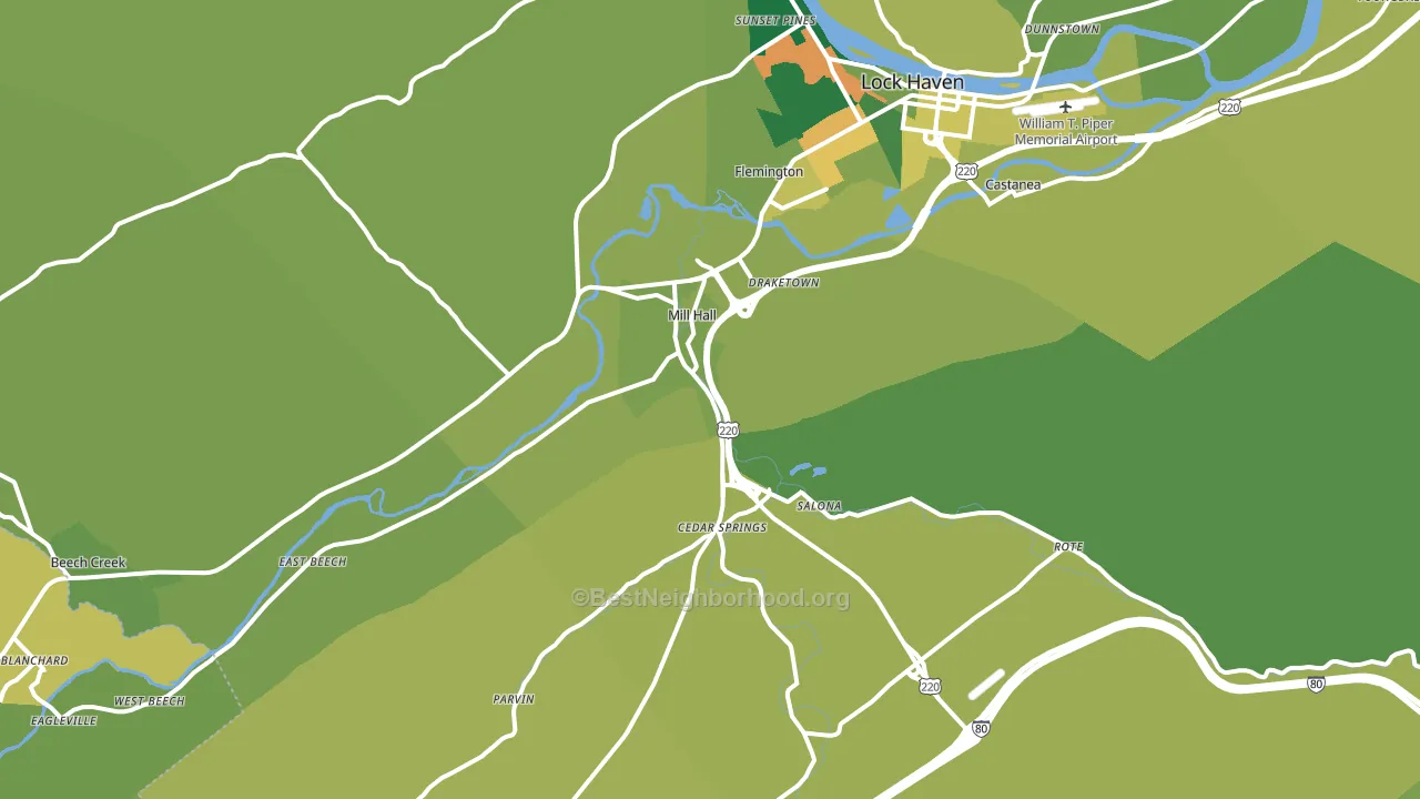 Mill Hall, PA block-group voter-turnout map