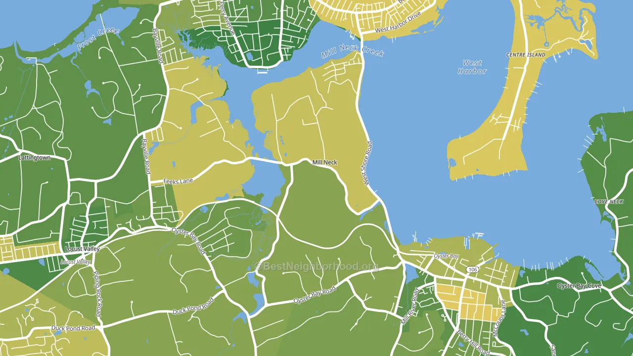Mill Neck, NY block-group voter-turnout map