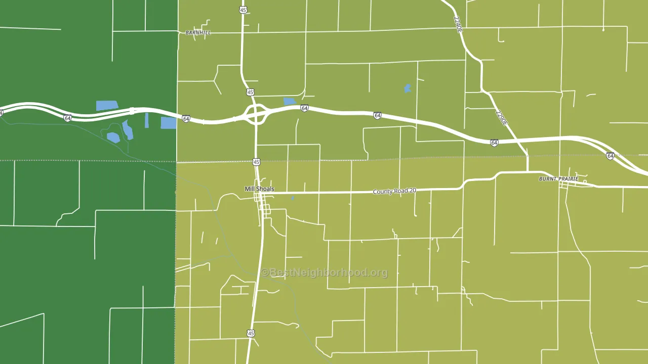 Mill Shoals, IL block-group voter-turnout map