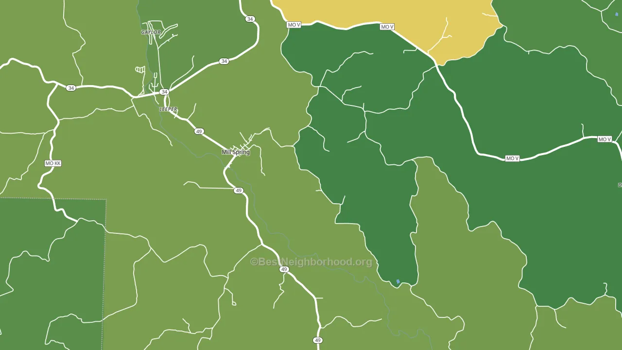 Mill Spring, MO block-group voter-turnout map