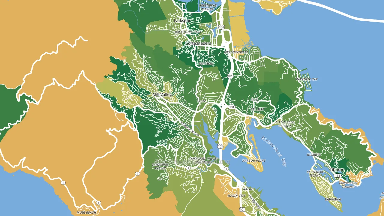 Mill Valley, CA block-group voter-turnout map