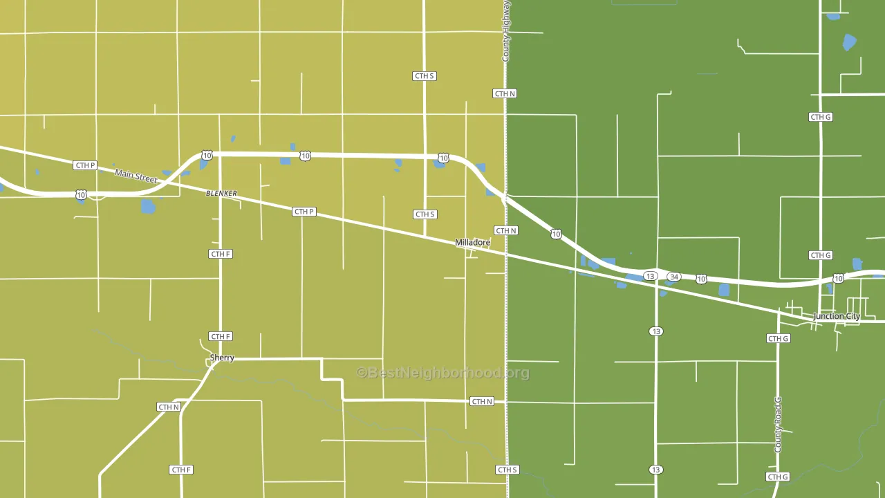 Milladore, WI block-group voter-turnout map